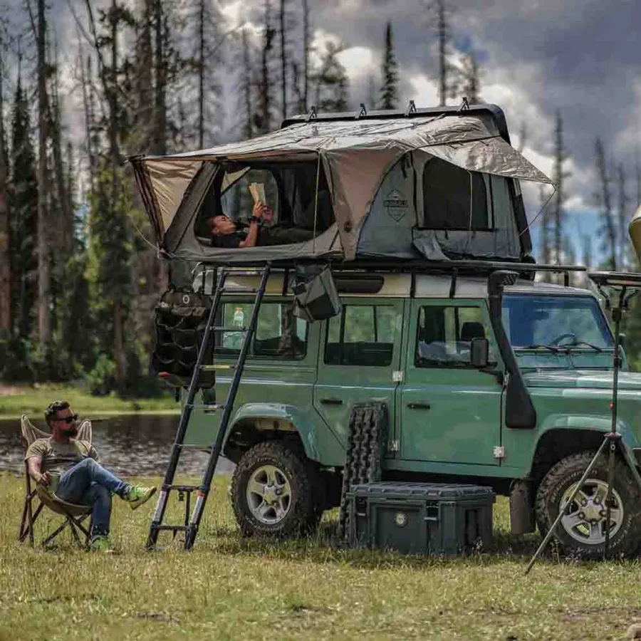 OVS HD Bushveld Cantilever Hard Shell Roof Top Tent Grey Body & Tan Rainfly