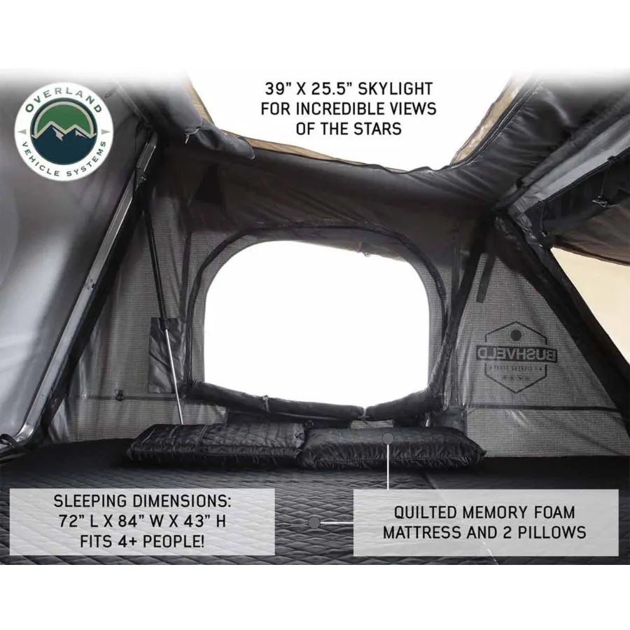 OVS HD Bushveld Cantilever Hard Shell Roof Top Tent Grey Body & Tan Rainfly