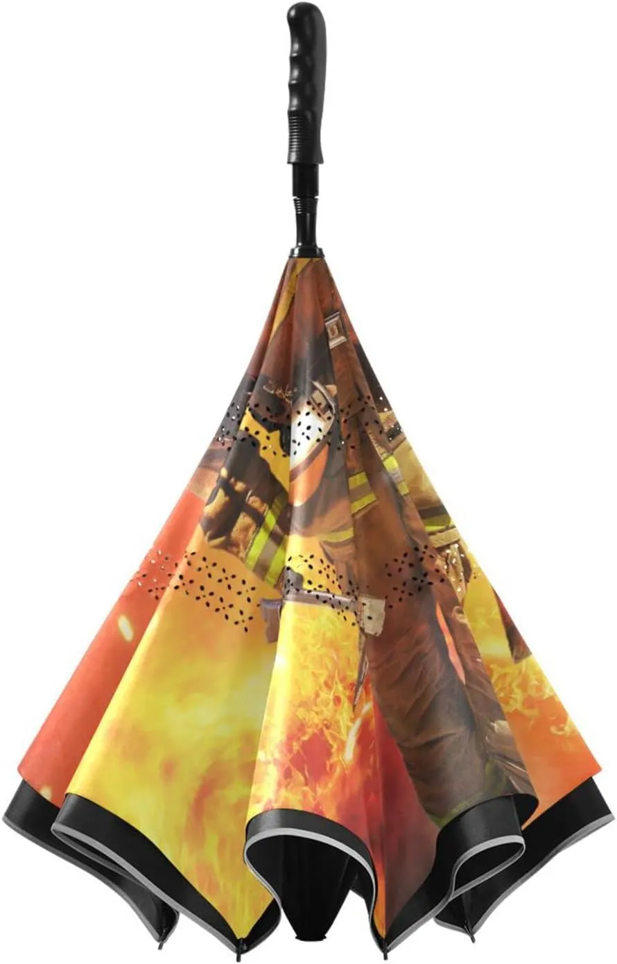 Oyihfvs Automatic Double Layer Inverted Umbrella, Auto Open/Close Windproof UV Durable Parasol, Rain Sun Umbrella for Men Women Outdoor