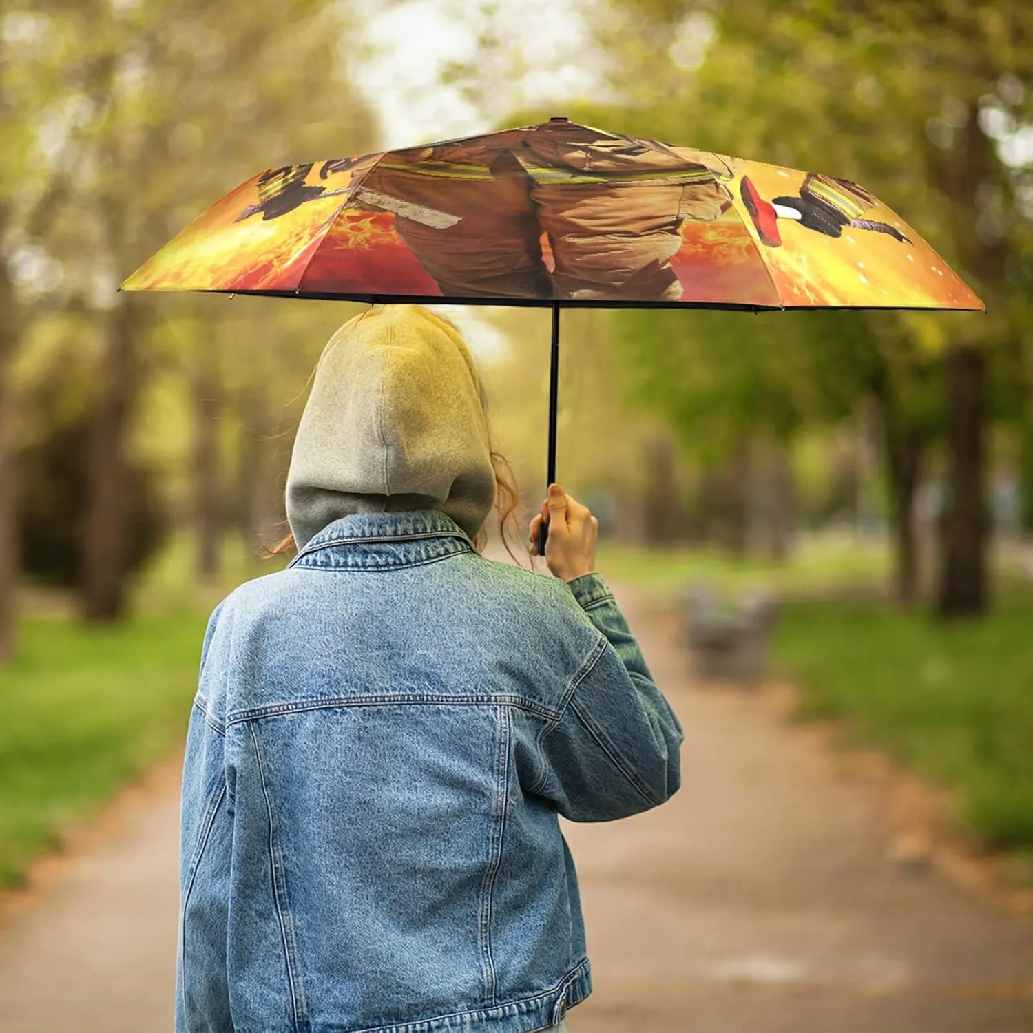 Oyihfvs Parasol Folding Umbrella, Reinforced Windproof Waterproof, Portable Compact Anti-UV Sun Rain Protection for Travel Outdoor