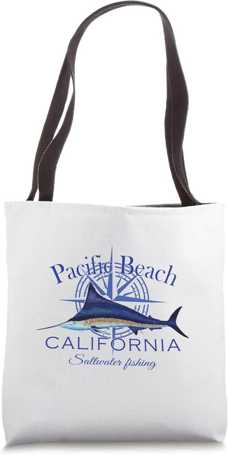 Pacific Beach California Sailfish Billfish Marlin Saltwater Tote Bag