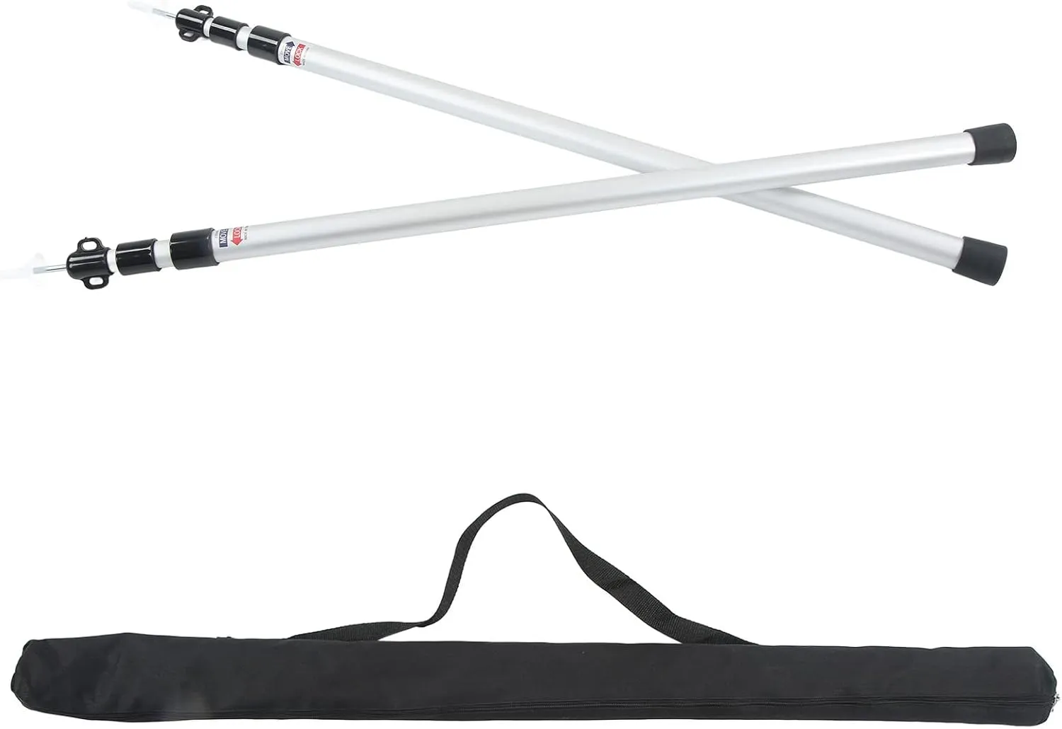 Pack of 2 Camping Tent Poles Adjustable 95 to 235 Cm Large Telescopic Aluminum Alloy Support Poles with Storage Bag for Hiking and Backpacking
