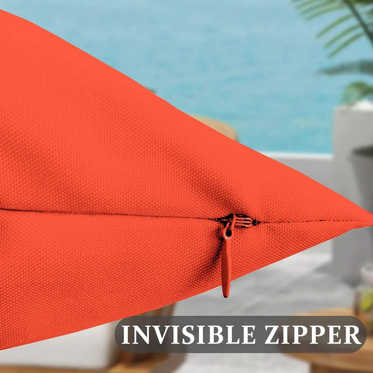 Pack of 4 Summer Outdoor Throw Pillow Covers, Orange Waterproof Decorative Square Cushion Covers Water Resistant Pillowcase Shell for Patio Couch, Tent, Swimming Pool,18"x 18"