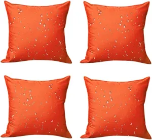 Pack of 4 Summer Outdoor Throw Pillow Covers, Orange Waterproof Decorative Square Cushion Covers Water Resistant Pillowcase Shell for Patio Couch, Tent, Swimming Pool,18"x 18"