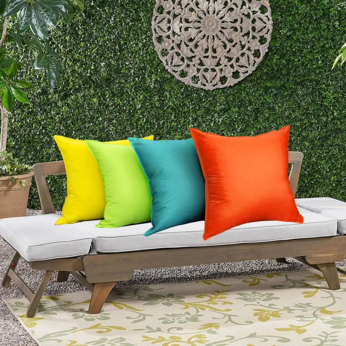 Pack of 4 Summer Outdoor Throw Pillow Covers, Orange Waterproof Decorative Square Cushion Covers Water Resistant Pillowcase Shell for Patio Couch, Tent, Swimming Pool,18"x 18"