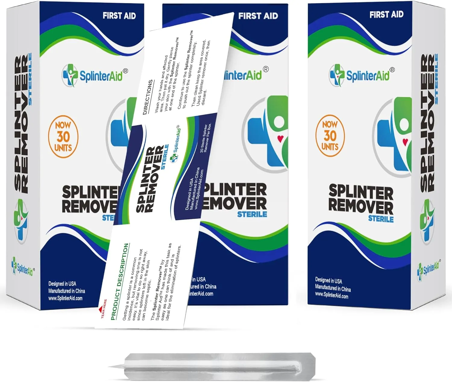 Painless Splinter Removal Kit - 3 Pack | Pull Out Splinters Fast & Easy | Essential First Aid for Home, Travel, Camping, Hiking, Woodworking, DIY & Outdoor Adventures | No Tweezers Needed
