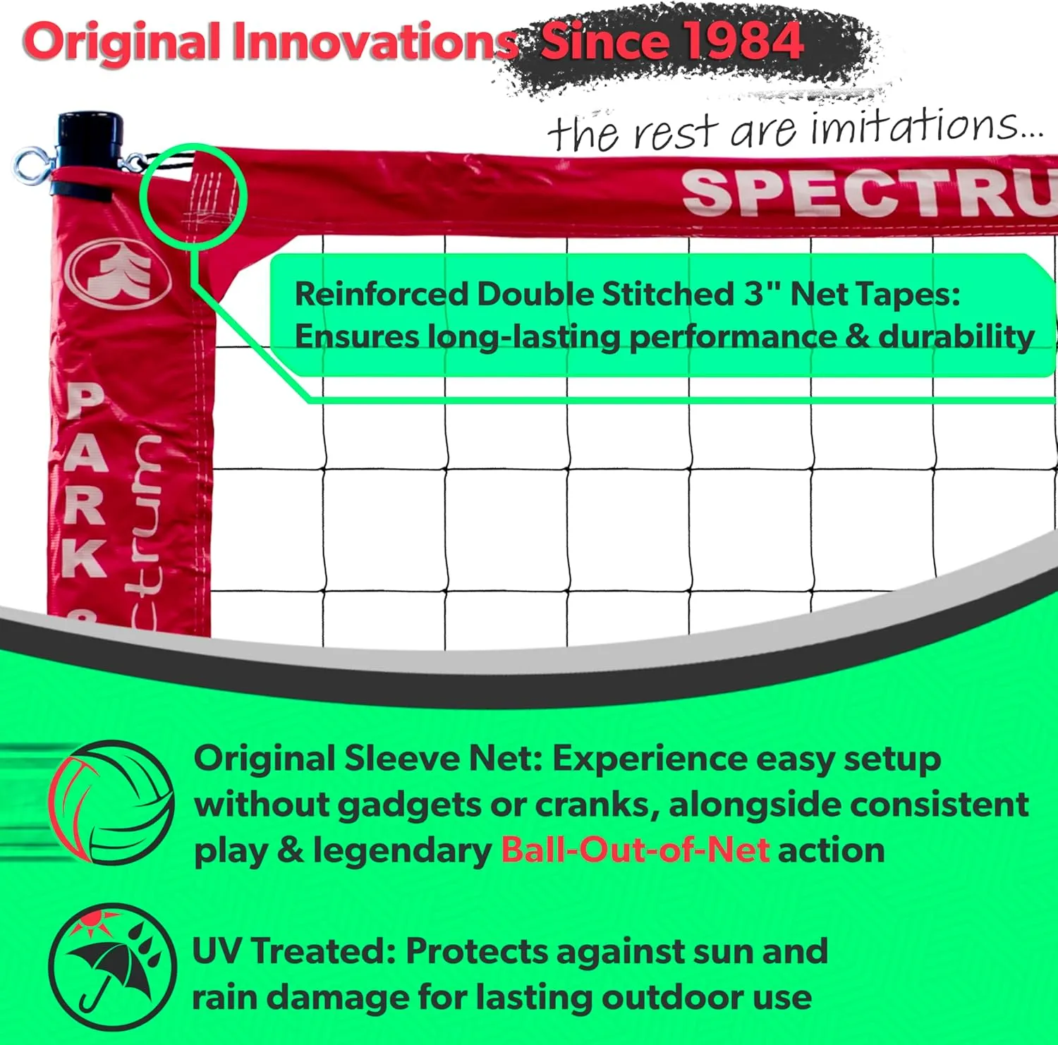 Park & Sun Sports Spectrum Classic: Adjustable Professional Outdoor Volleyball Net System