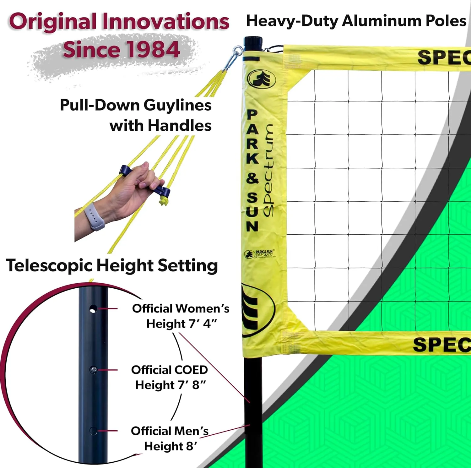 Park & Sun Sports Spectrum Classic: Adjustable Professional Outdoor Volleyball Net System