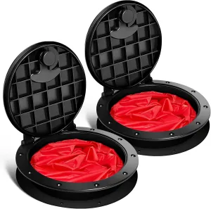 Patelai 2 Pack 8'' Black Deck Plate Kit Deck Hatch with Storage Bag Kayak Fish Storage Waterproof Kayak Hatch Bag Kayak Accessories for Outdoor Fishing Boating Rigging