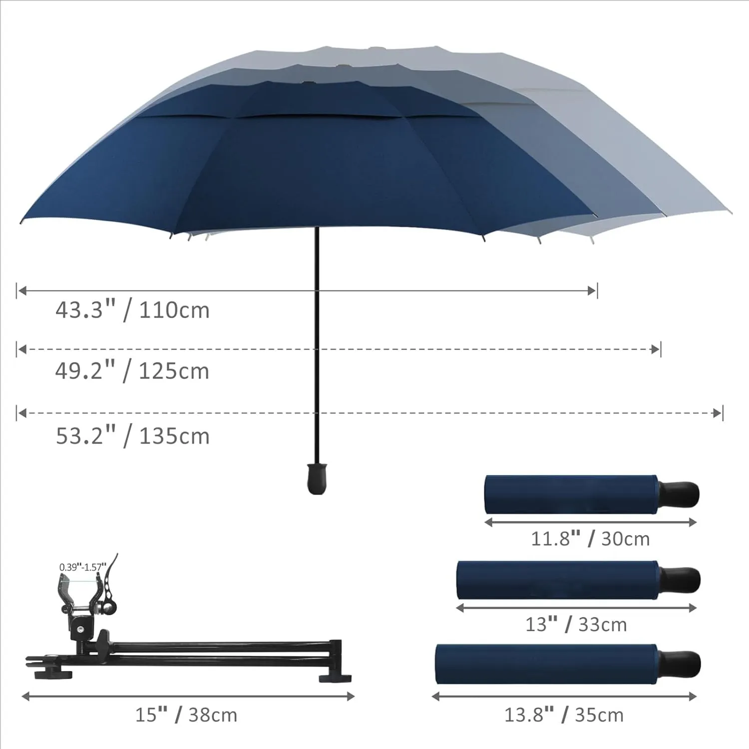 Patio Umbrellas UPF 50  360 ° Adjustable Shade Umbrella,Beach Umbrella with Universal Clamp,Beach Clamp on Umbrella,suitable for Patio,beach chairs,golf carts, wheelchairs,carts,bleachers,camping and fishing