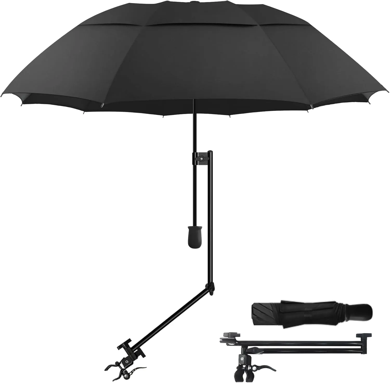 Patio Umbrellas UPF 50  360 ° Adjustable Shade Umbrella,Beach Umbrella with Universal Clamp,Beach Clamp on Umbrella,suitable for Patio,beach chairs,golf carts, wheelchairs,carts,bleachers,camping and fishing