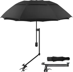 Patio Umbrellas UPF 50  360 ° Adjustable Shade Umbrella,Beach Umbrella with Universal Clamp,Beach Clamp on Umbrella,suitable for Patio,beach chairs,golf carts, wheelchairs,carts,bleachers,camping and fishing