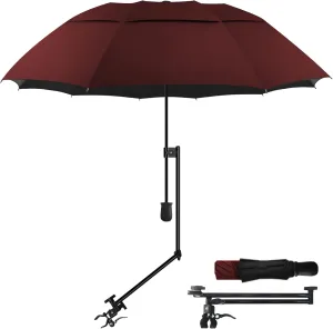 Patio Umbrellas UPF 50  360 ° Adjustable Shade Umbrella,Beach Umbrella with Universal Clamp,Beach Clamp on Umbrella,suitable for Patio,beach chairs,golf carts, wheelchairs,carts,bleachers,camping and fishing