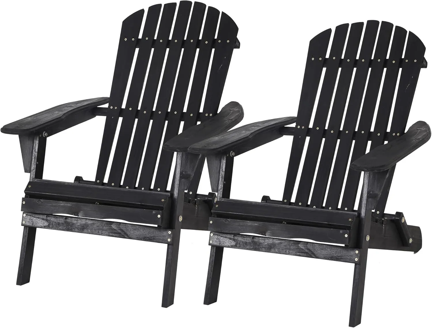 PayLessHere Outdoor Lounger Chairs Set of 2 All Weather Fire Pit Chairs Wooden Adirondack Chairs with Easy Assemble for Patio Garden Lawn Beach Fire Pit, Black