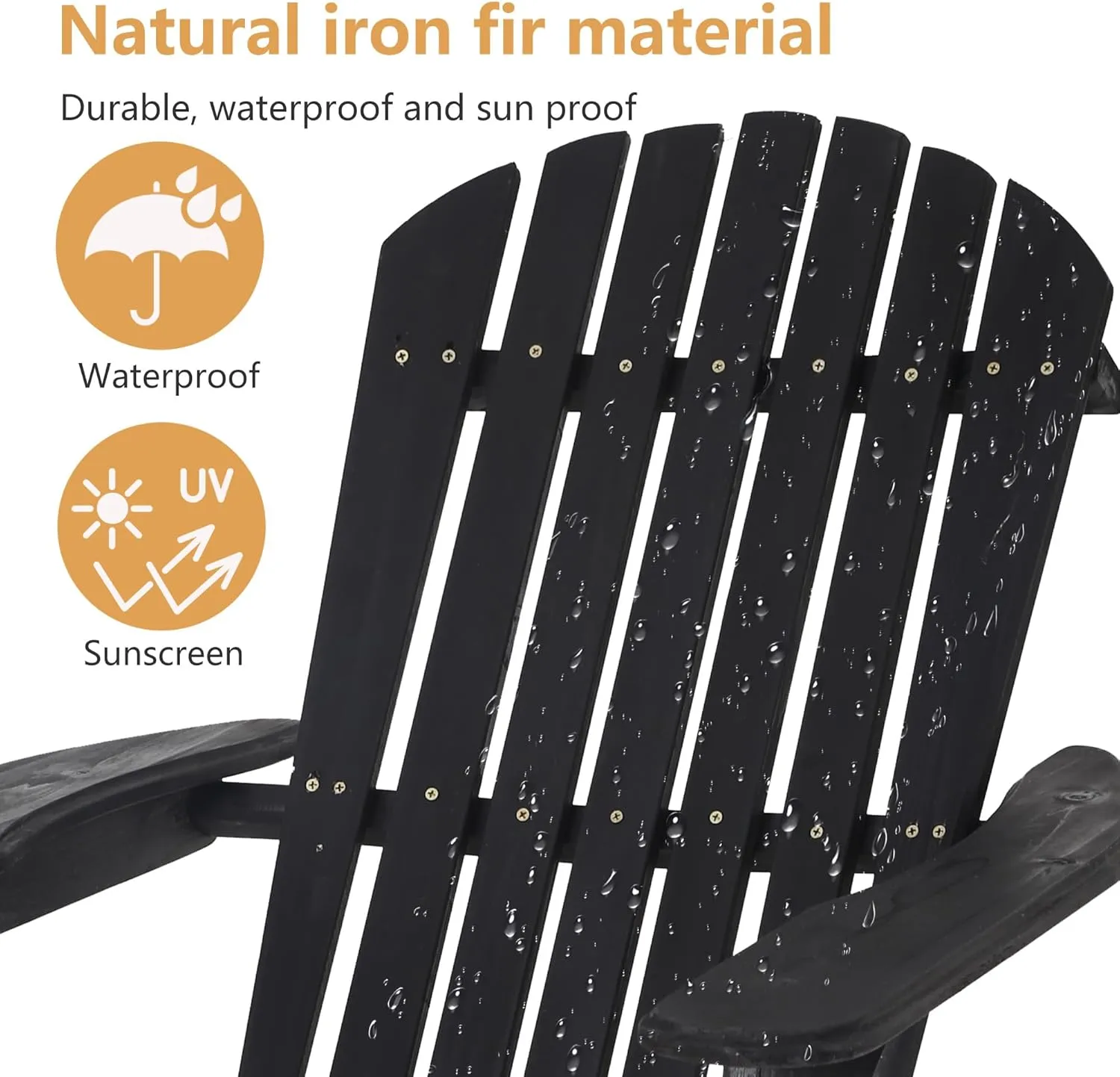PayLessHere Outdoor Lounger Chairs Set of 2 All Weather Fire Pit Chairs Wooden Adirondack Chairs with Easy Assemble for Patio Garden Lawn Beach Fire Pit, Black