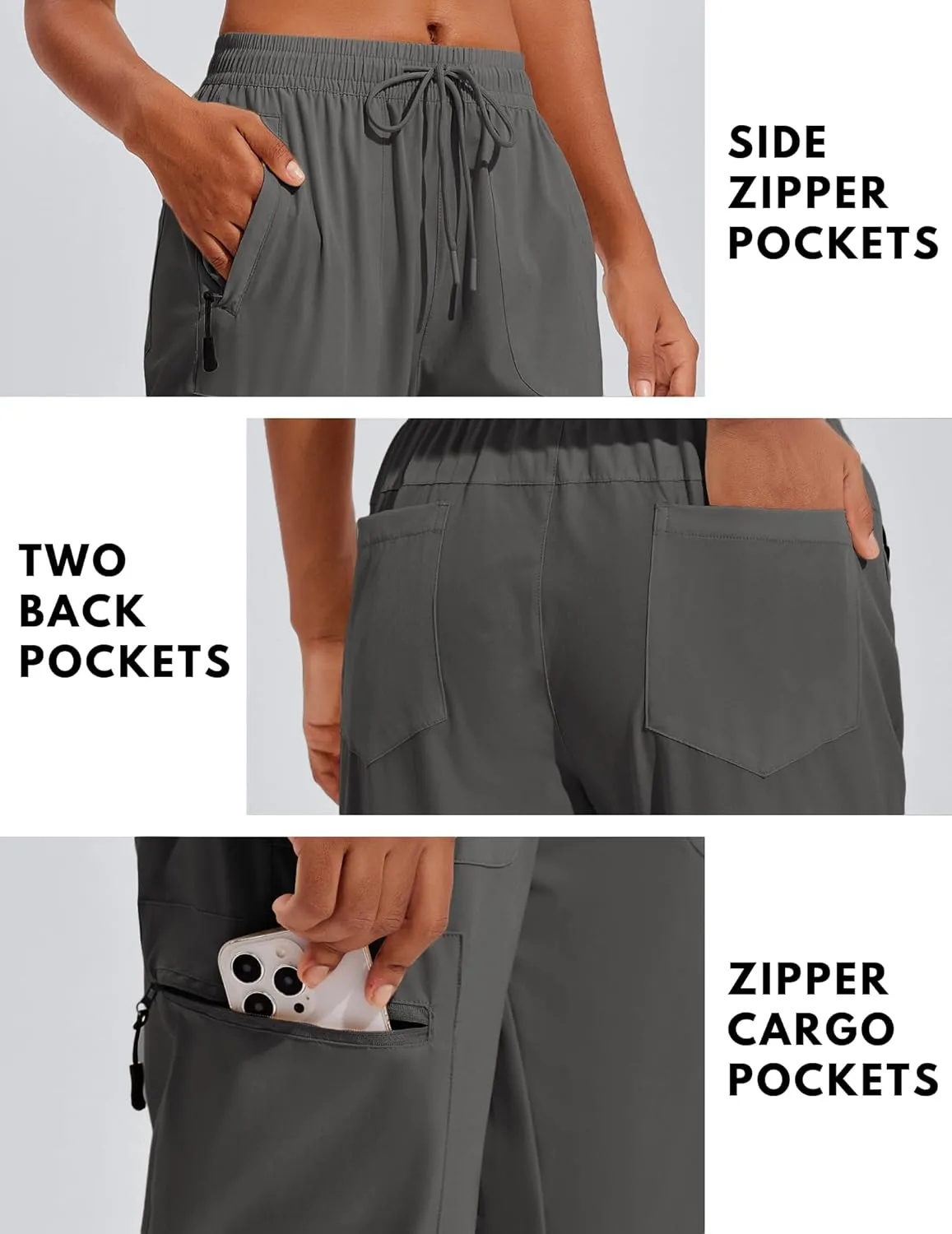 PINSPARK Hiking Pants Women Waterproof Quick Dry Cargo Lightweight UPF 50  Outdoor Joggers with Zip pockets