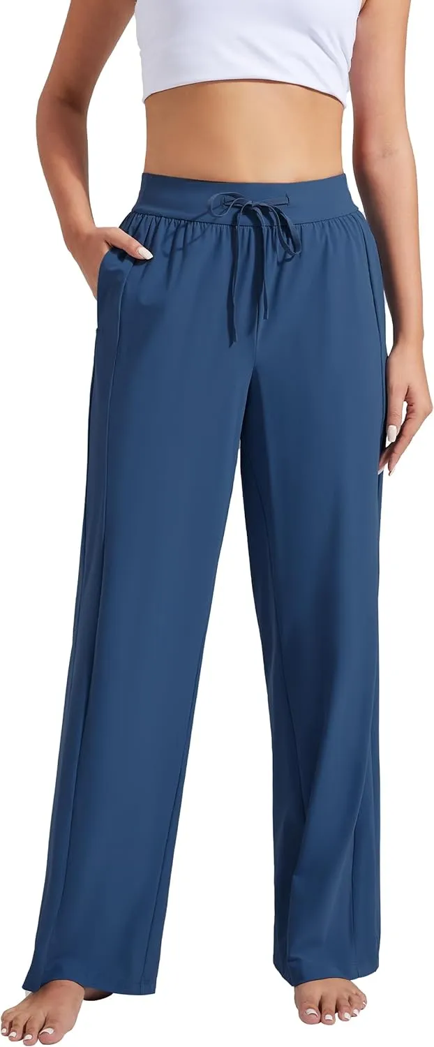 Pioneer Camp Women's Wide Leg Pants with Pockets High Waisted Stretch Cozy Lounge Pants Soft Loose Fit Casual Sweatpants