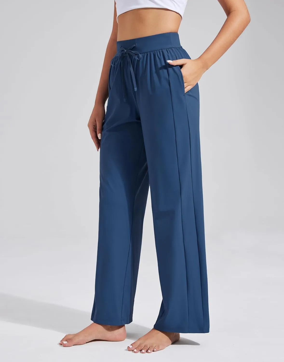 Pioneer Camp Women's Wide Leg Pants with Pockets High Waisted Stretch Cozy Lounge Pants Soft Loose Fit Casual Sweatpants