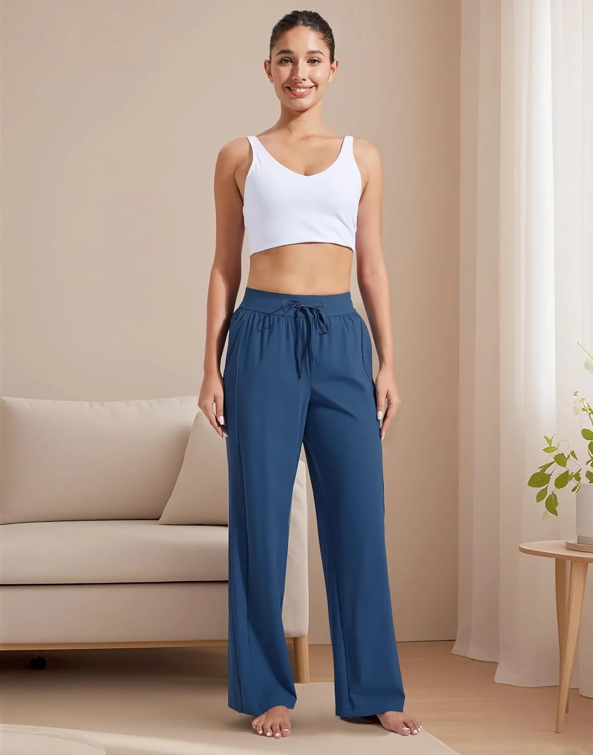 Pioneer Camp Women's Wide Leg Pants with Pockets High Waisted Stretch Cozy Lounge Pants Soft Loose Fit Casual Sweatpants