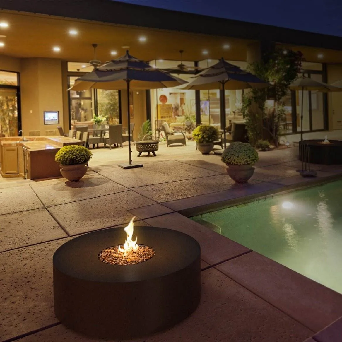 Planika Galio Gas Fire Pit Black Automatic