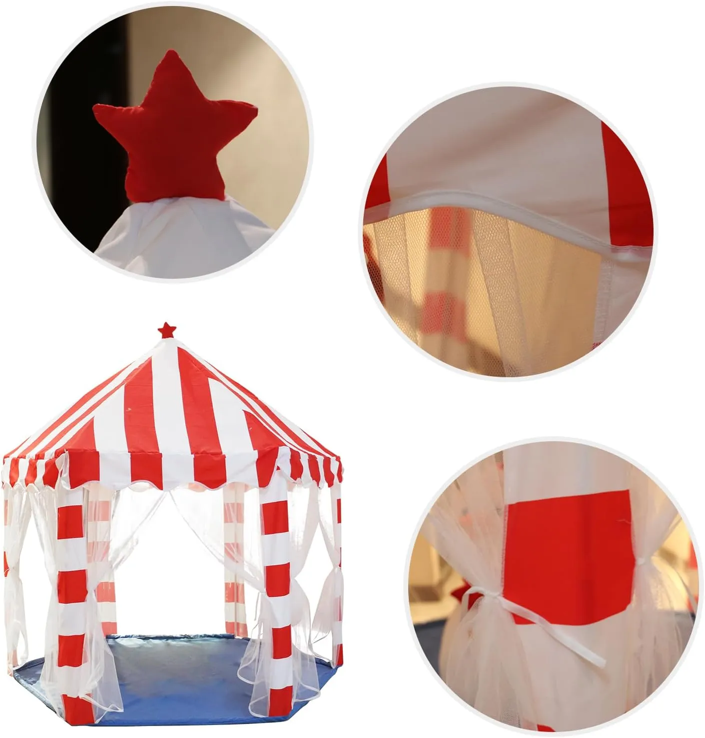 Play Tent Indoor Large Playhouse Independence Day Patriotic Decorations American Blue&White Theme Party Supplies (Stripe)