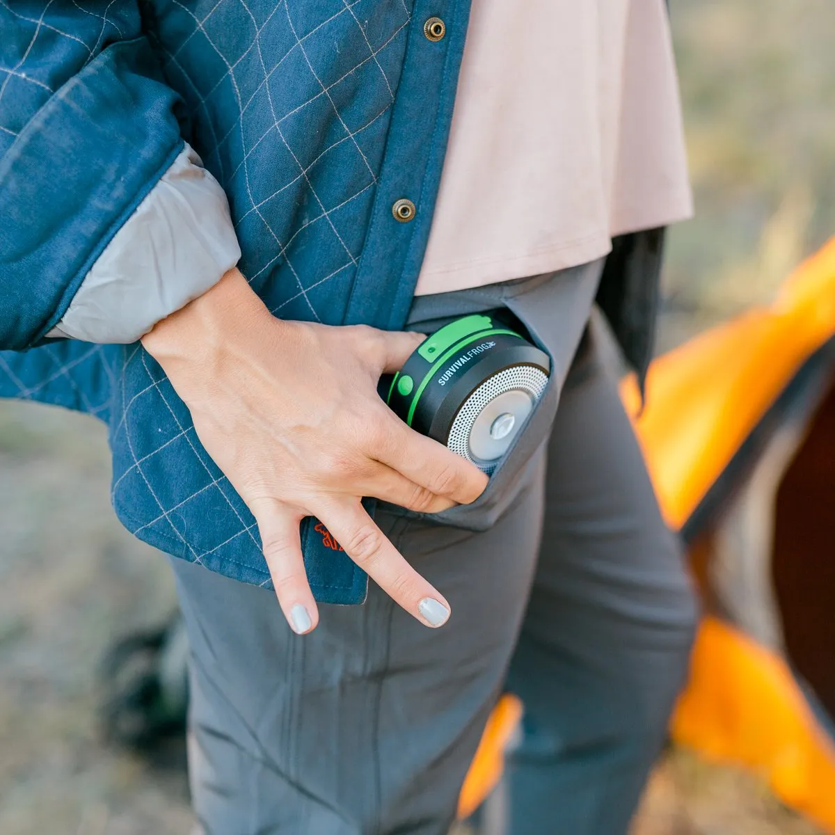 Pocket Light Collapsible Solar Lantern Rechargeable LED Light, Portable Power Bank with USB Charging Port by Frog & CO