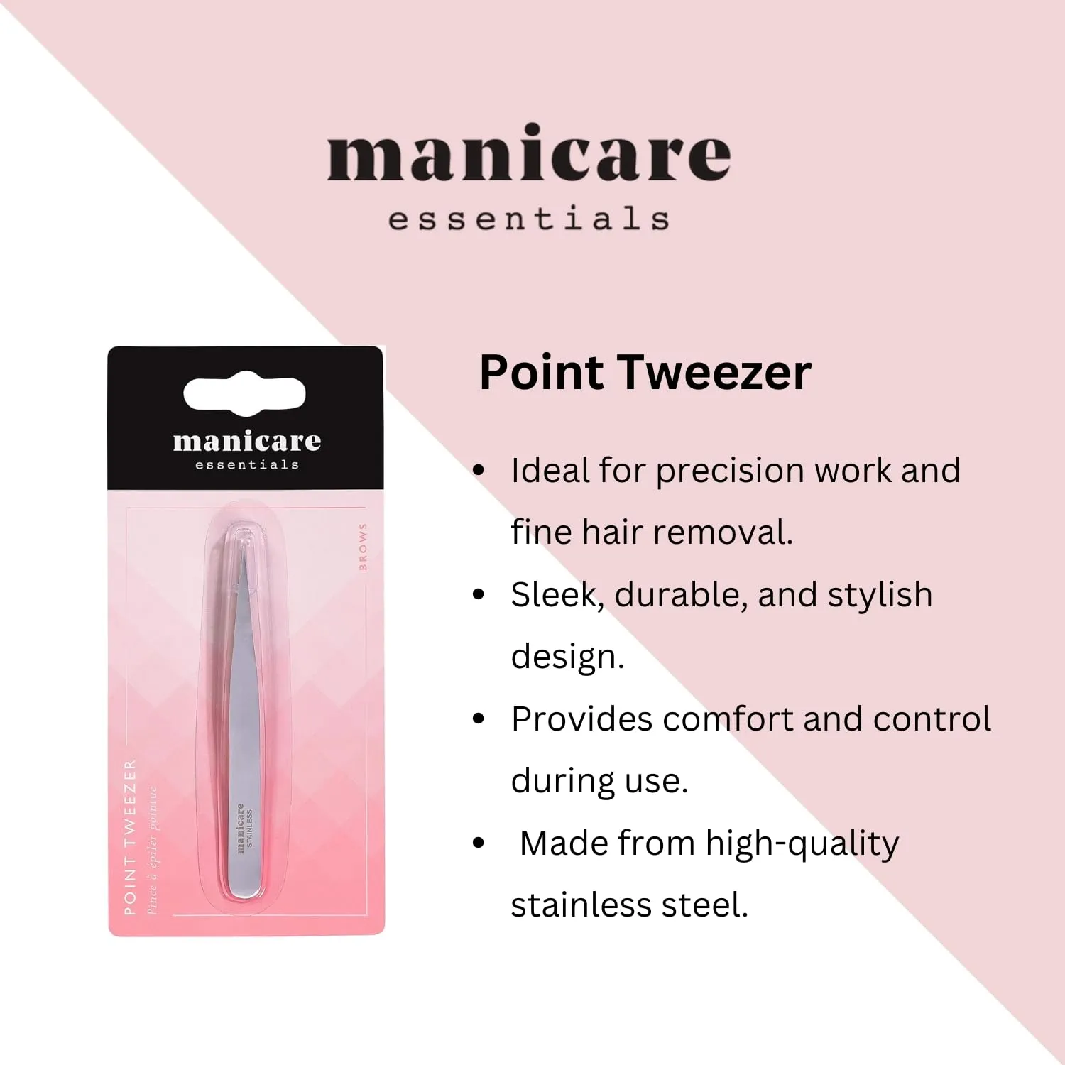 Point Tweezer - Surgical Grade Stainless Steel, Sharp Pointed Tips, Precision Plucking, Eyebrow Tweezing, Removes Unwanted Facial Hair, Ingrown Hairs, Splinters, Professional Beauty Tool