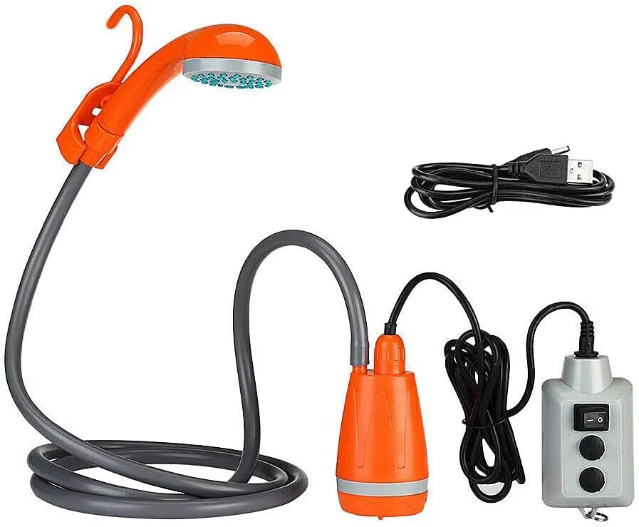Portable Camping Shower Outdoor Camping Shower Pump Rechargeable Shower Head for Camping Hiking Traveling