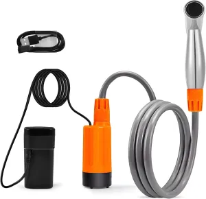 Portable Electric Shower, Handheld Bidet with USB Rechargeable Battery, High-Pressure Water Flow, Suction Cup & S Hook for Camping and Travel Use