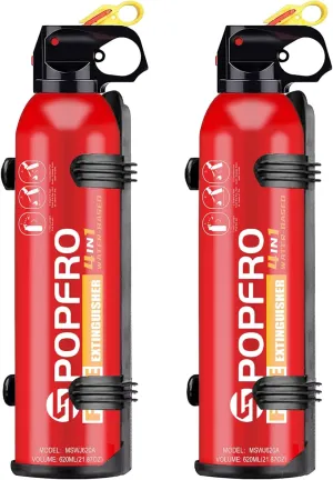 Portable Fire Extinguisher | 4-in-1 Small Fire Extinguisher for Home, Garage, Kitchen, Car | For Electric, Textile and Grease Fires | Non-Toxic, Easy Clean | Wall Mount Incl (2PK)