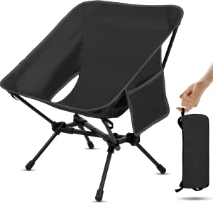 Portable High Back Camping Chair, Support Heavy Duty 440 lbs, Lightweight Folding Chair with Adjustable Pillow for Hiking, Beach, Backpacking