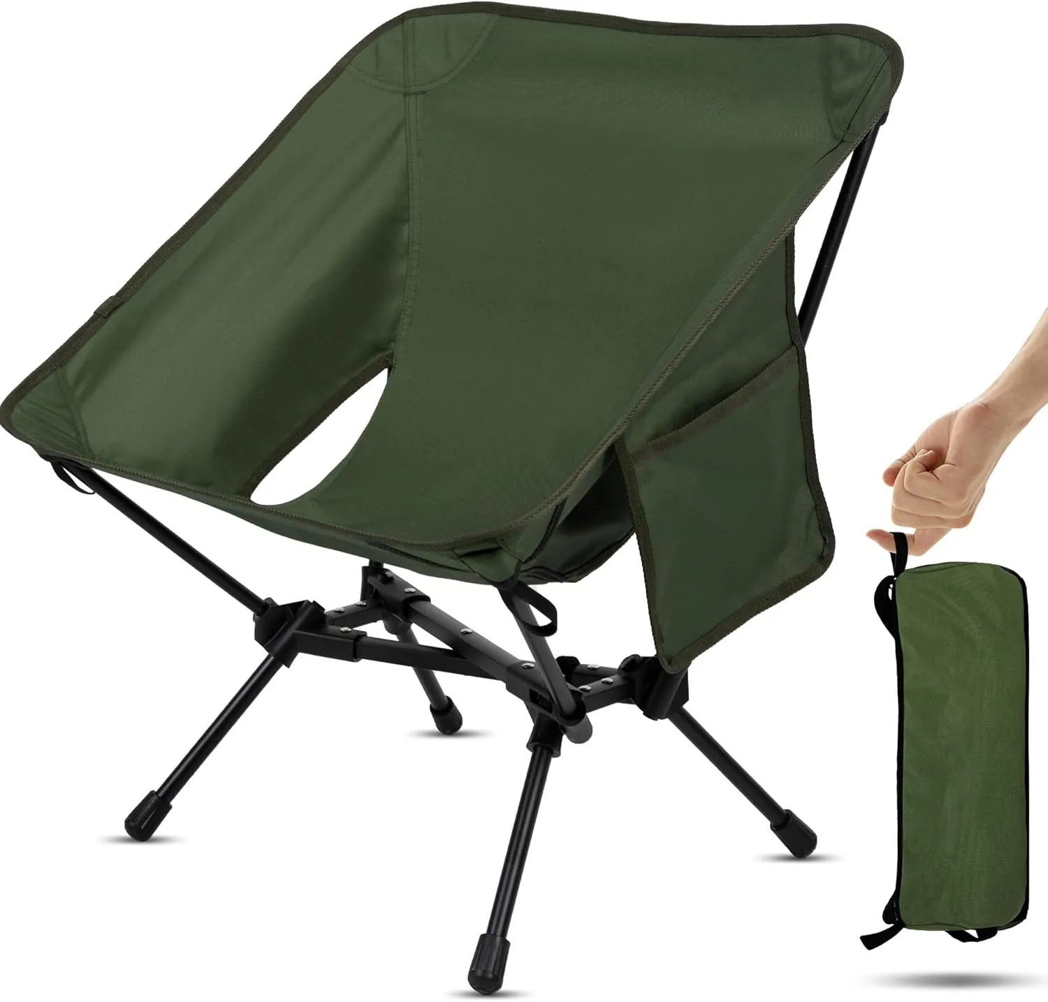 Portable High Back Camping Chair, Support Heavy Duty 440 lbs, Lightweight Folding Chair with Adjustable Pillow for Hiking, Beach, Backpacking