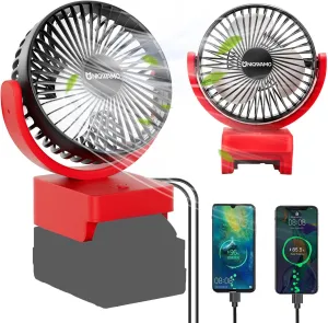 Portable Rechargeable Fan Compatible for Milwaukee 18V Battery, Jobsite Battery Operated Fan With 3 Speeds Control, USB   Type C