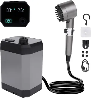 Portable Shower for Camping, Rechargeable Camping Shower Pump with Digital Display, 6000mAh Battery Outdoor Shower for Hiking Pet Bath Car Washing Traveling