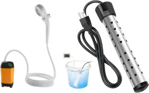 Portable Shower for Camping, Rechargeable Camping Shower Pump with LED Display of Battery Level and Temperature, Suitable for Outdoor Shower, Pet Bath