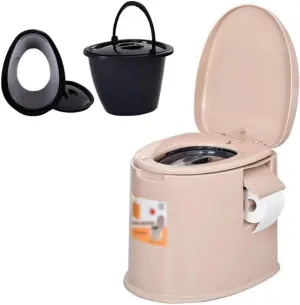Portable Toilet Portable Toilet,Home Mobile Toilets for Elderly Pregnant Women,with Tissue Box,Simple Camping Toilet (Color : White, Size : Style 1) (Orange Style 2)