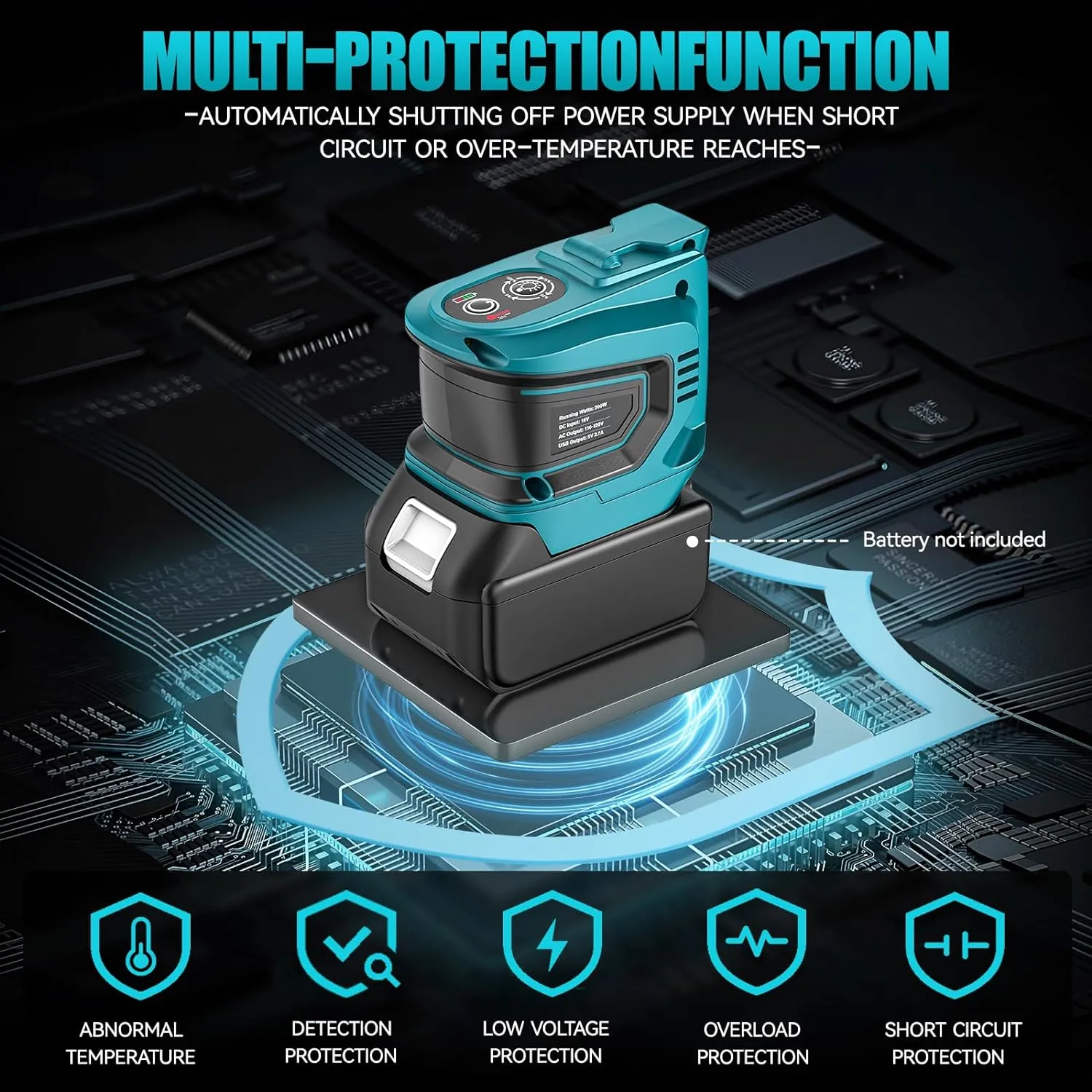 Power Inverter for Makita 18V Battery: Ecarke Portable Power Supply Inverter Convert - 200W DC 18V to AC 110V~120V Battery Powered Outlet with 2 USB&AC Power Station(Bare Tool Only)