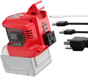 Power Inverter for Milwaukee 18V Battery,Ecarke 200W Portable Power Supply Inverter,DC 18V to AC 110V~120V Battery Power Station with 2 USB&AC Battery Powered Outlet for m18 Battery Inverter