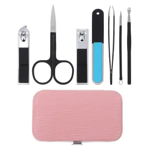 Precision Tweezers Nail Clipper Set Eyebrow Trimmer Kit Eyebrow Scissor Tweezers Ear Set With Storage Case For Girl Home Salon Cosmetic Use Black 7Pcs Nail Set Tool