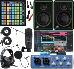 PreSonus AudioBox 96 Audio Interface Full Studio Kit w/Studio One Artist Software Pack w/Novation Launchpad Mini MK3 64-Pad MIDI Grid Controller for Ableton Live, CR3-X Pair Studio Monitors