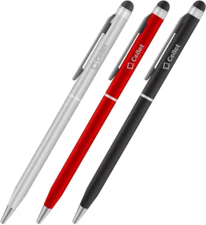 PRO Stylus Pen for Meizu MX 2 with Ink, High Accuracy, Extra Sensitive, Compact Form for Touch Screens [3 Pack-Black-Red-Silver]