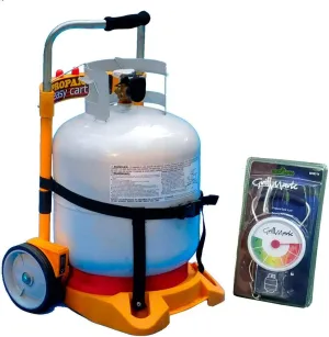 Propane Easy Cart Portable LP Tank Carrier Cylinder Dolly for BBQ Grill, Fire Pit, Heater, Weed Burner Torch, Folding Hand Truck with 20 Lb. Tank Scale Fuel Gauge Included (Tank Not Included)