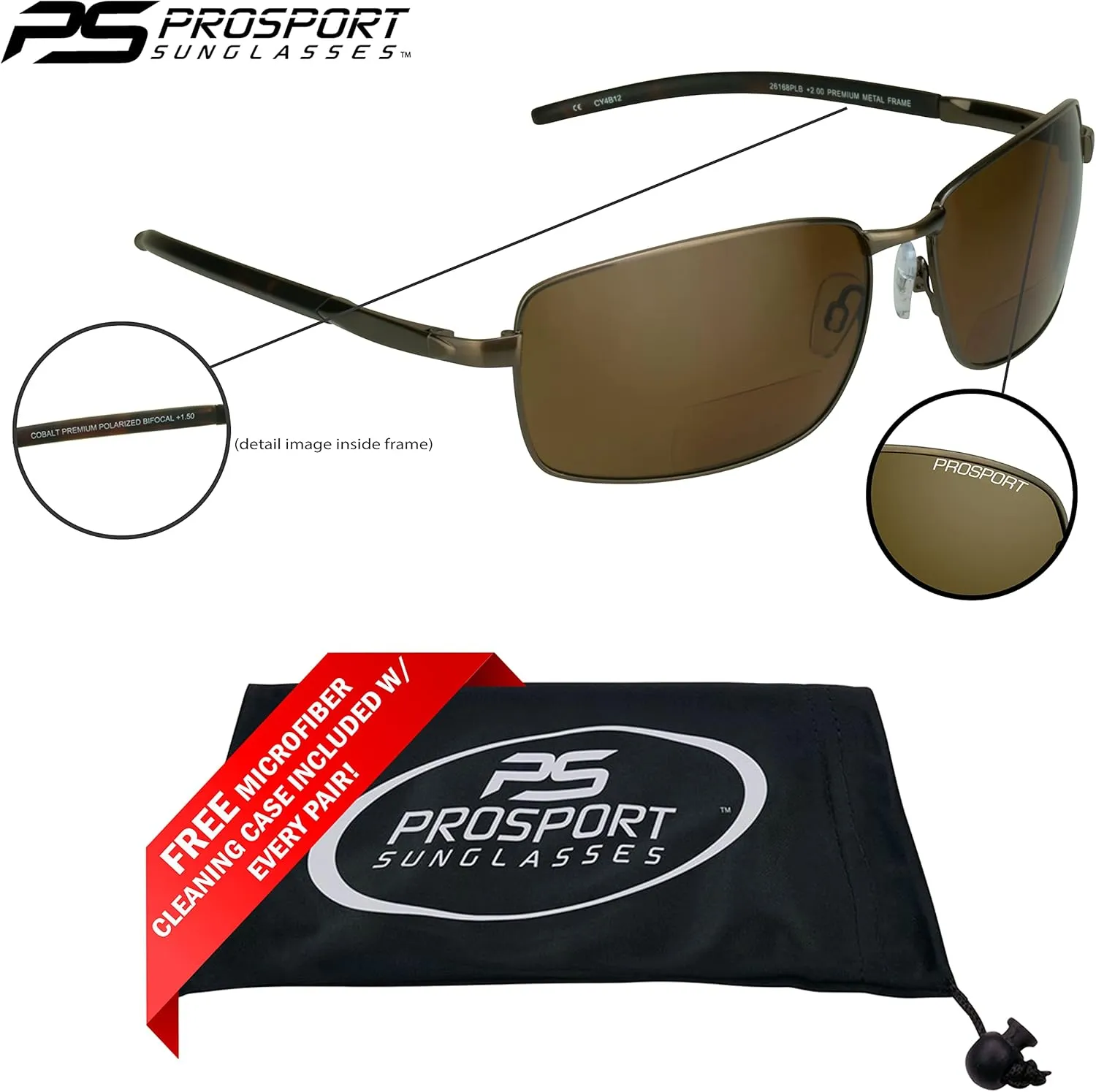 proSPORT Polarized Bifocal Sunglasses Men Women Fishing Anti Glare Metal