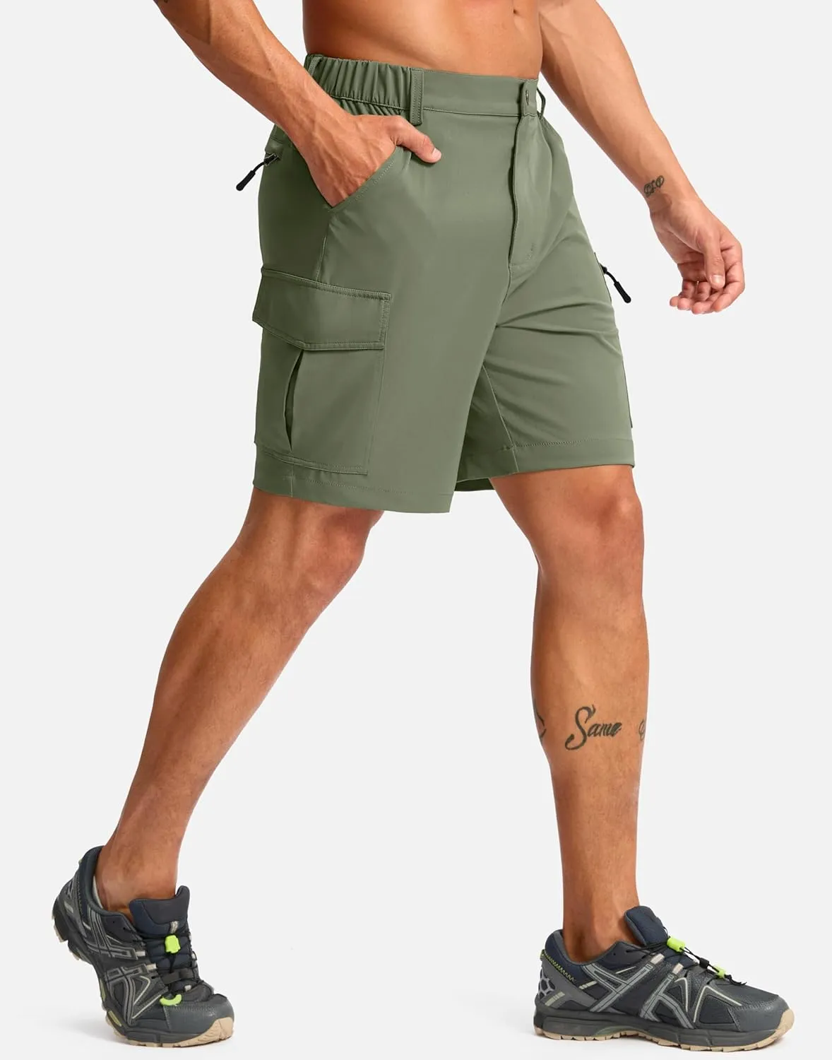 Pudolla Men's Hiking Cargo Shorts 7" Lightweight Quick Dry Casual Work Shorts for Men Summer Travel Golf with 5 Pockets