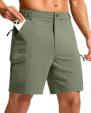 Pudolla Men's Hiking Cargo Shorts 7" Lightweight Quick Dry Casual Work Shorts for Men Summer Travel Golf with 5 Pockets