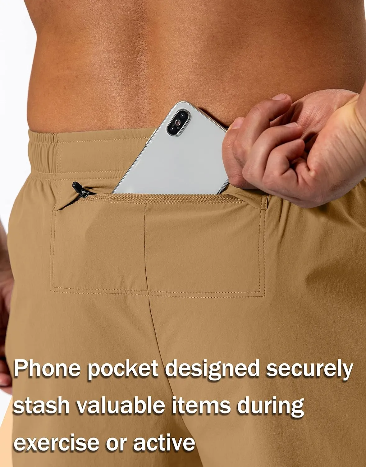 Pudolla Men's Workout Athletic Pants Elastic Waist Jogging Running Pants for Men with Zipper Pockets