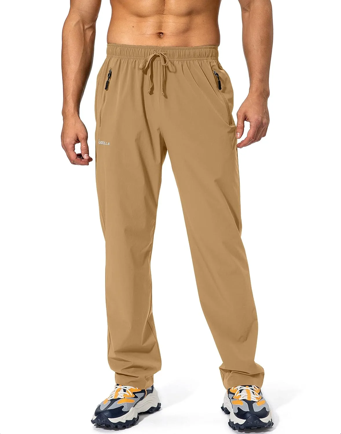 Pudolla Men's Workout Athletic Pants Elastic Waist Jogging Running Pants for Men with Zipper Pockets