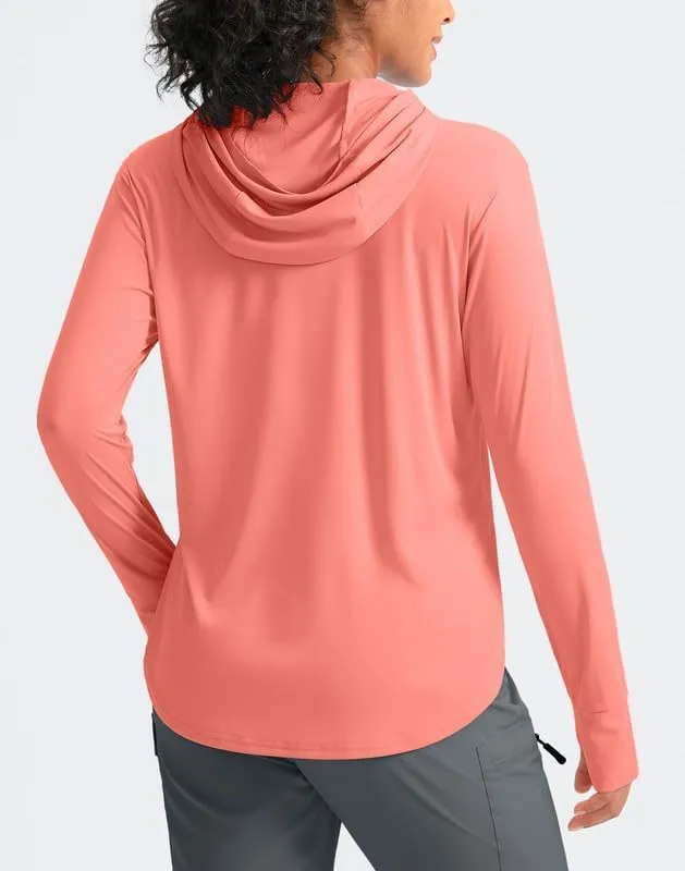 Pudolla Women's Sun Protection Shirt UPF 50  Long Sleeve Lightweight UV Hoodie for Women Hiking Outdoor Fishing Summer