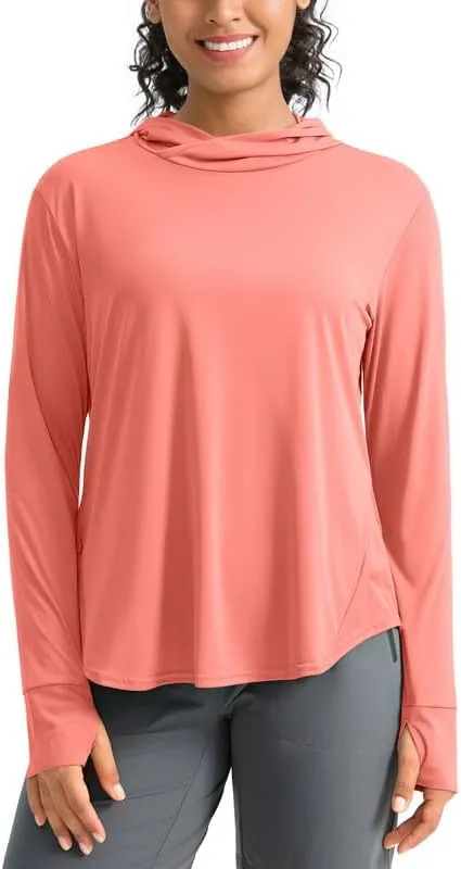 Pudolla Women's Sun Protection Shirt UPF 50  Long Sleeve Lightweight UV Hoodie for Women Hiking Outdoor Fishing Summer