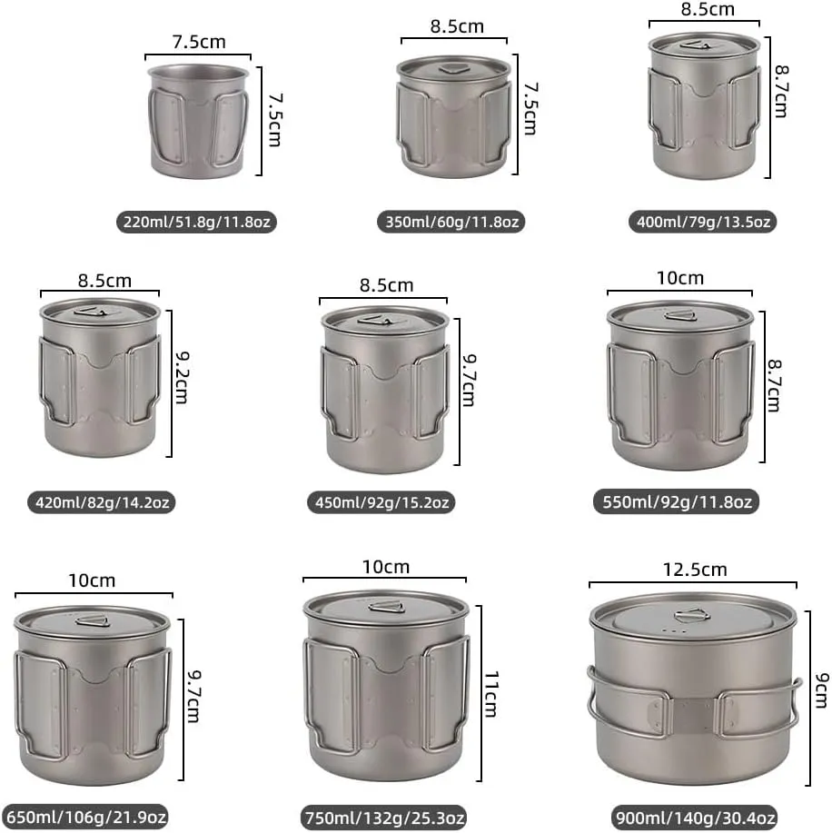 Pure Titanium Cup, Portable Mug Suitable For Outdoor Camping, Cycling, Fishing, Etc.(750ML)